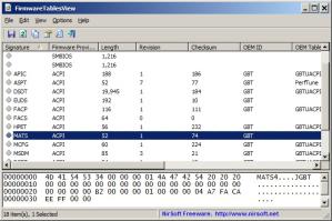 FirmwareTablesView Screenshot