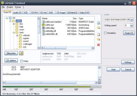 cdrtfe Screenshot