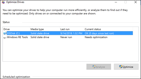 Defragment your Windows 10 PC