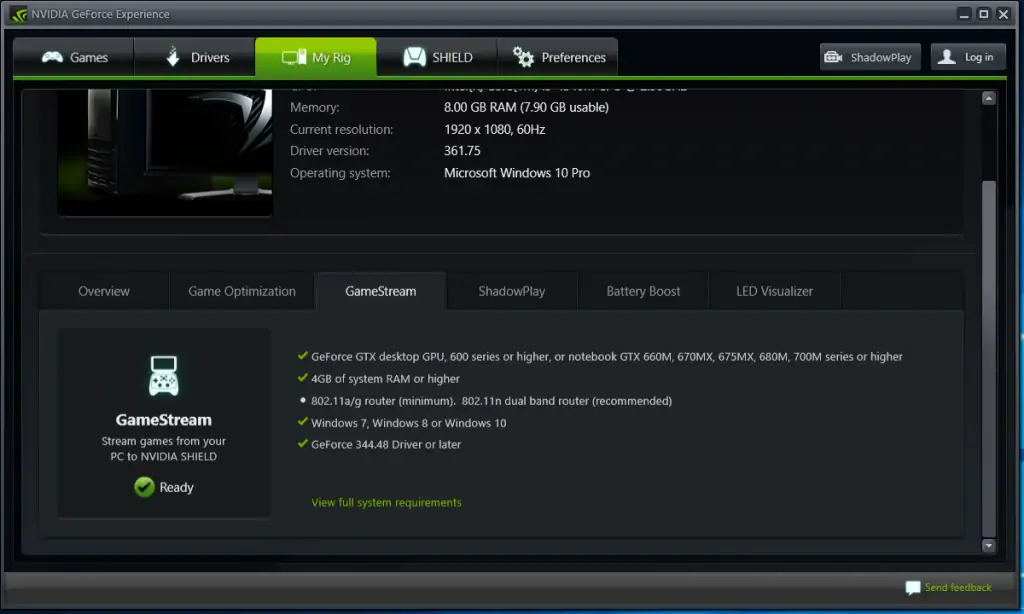 GeForce Experience GameStream Compatibility