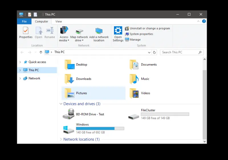 Storage Spaces File Explorer