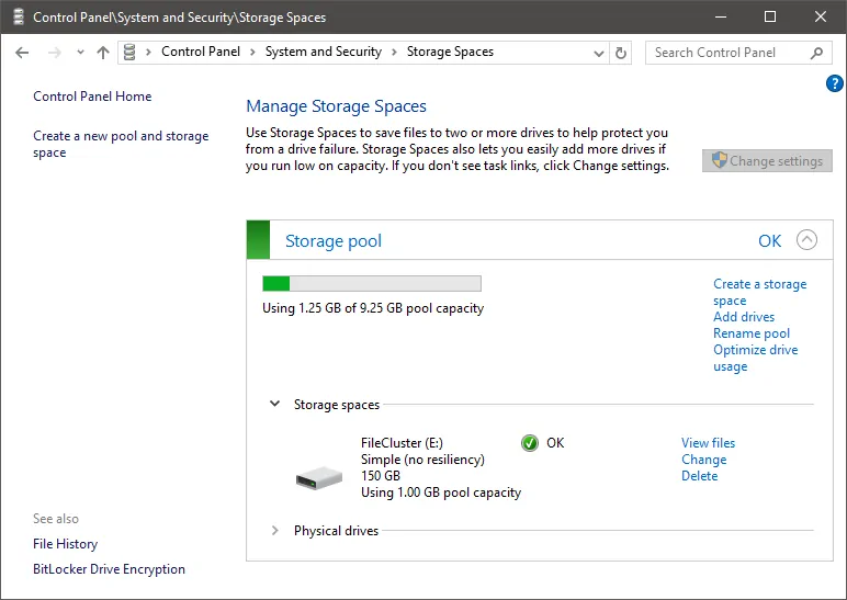 Storage Spaces Manage