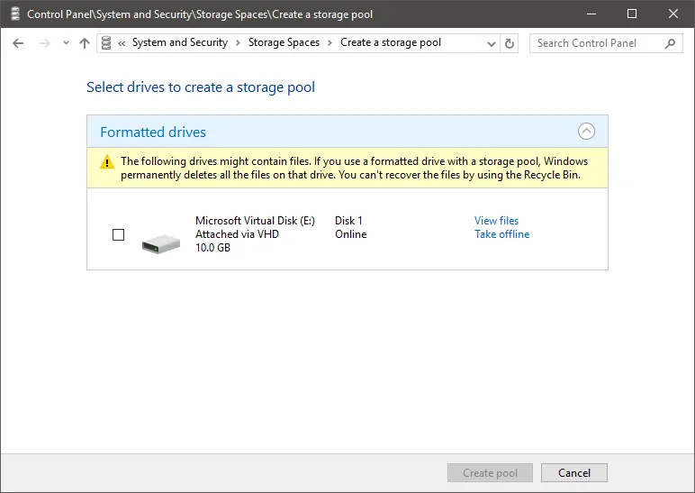 Storage Spaces Select Drives