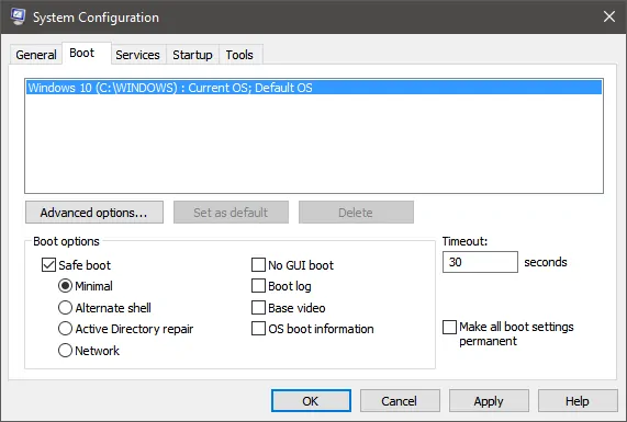 System Configuration Safe Mode