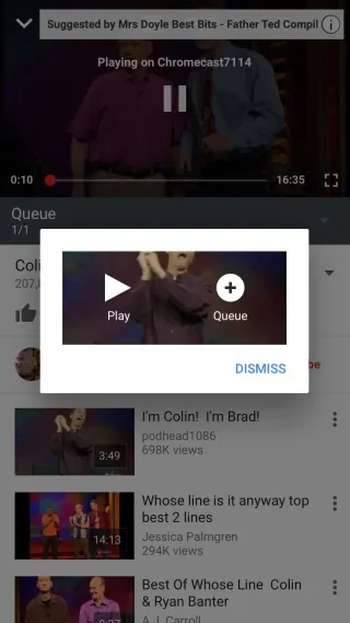 YouTube Chromecast Queue